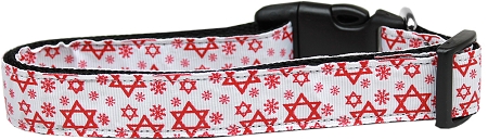 Red Star of David Nylon Dog Collar XL